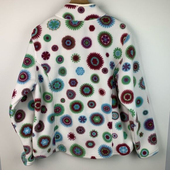 L.L. Bean Fleece Pullover Womens 1X Quarter Snap Jacket Geometric Starburst - Picture 2 of 9